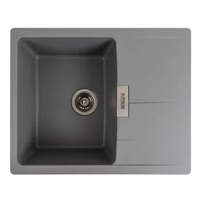 Гранітна мийка для кухні Platinum 6250 Zirkone, матовий сірий металік
