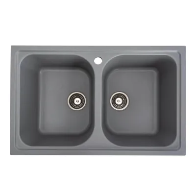 Гранітна мийка для кухні Platinum 7950 Equatoria, глянець, сірий металік