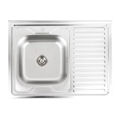Кухонна мийка з нержавіючої сталі Platinum 8060 L Декор, 0,7/160 мм