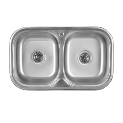 Кухонная мойка из нержавеющей стали закруглена Platinum Декор 7848D, 0,8/180 мм