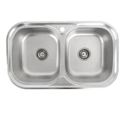 Кухонная мойка из нержавеющей стали закруглена Platinum Сатин 7848D, 0,8/180 мм