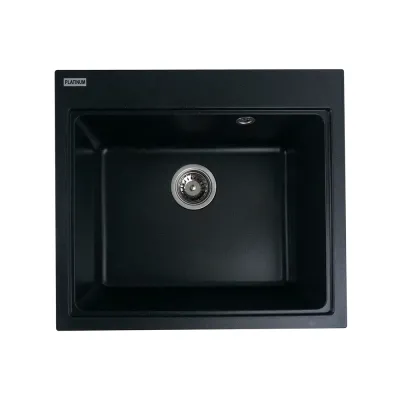 Мийка кухонна Platinum 5852 VESTA граніт, чорний металік