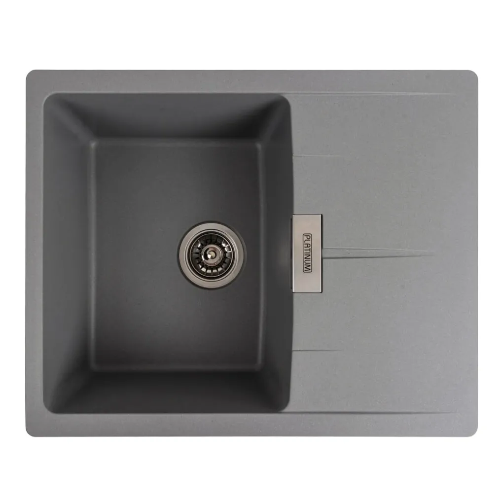 Гранітна мийка для кухні Platinum 6250 Zirkone, матовий сірий металік- Фото 1