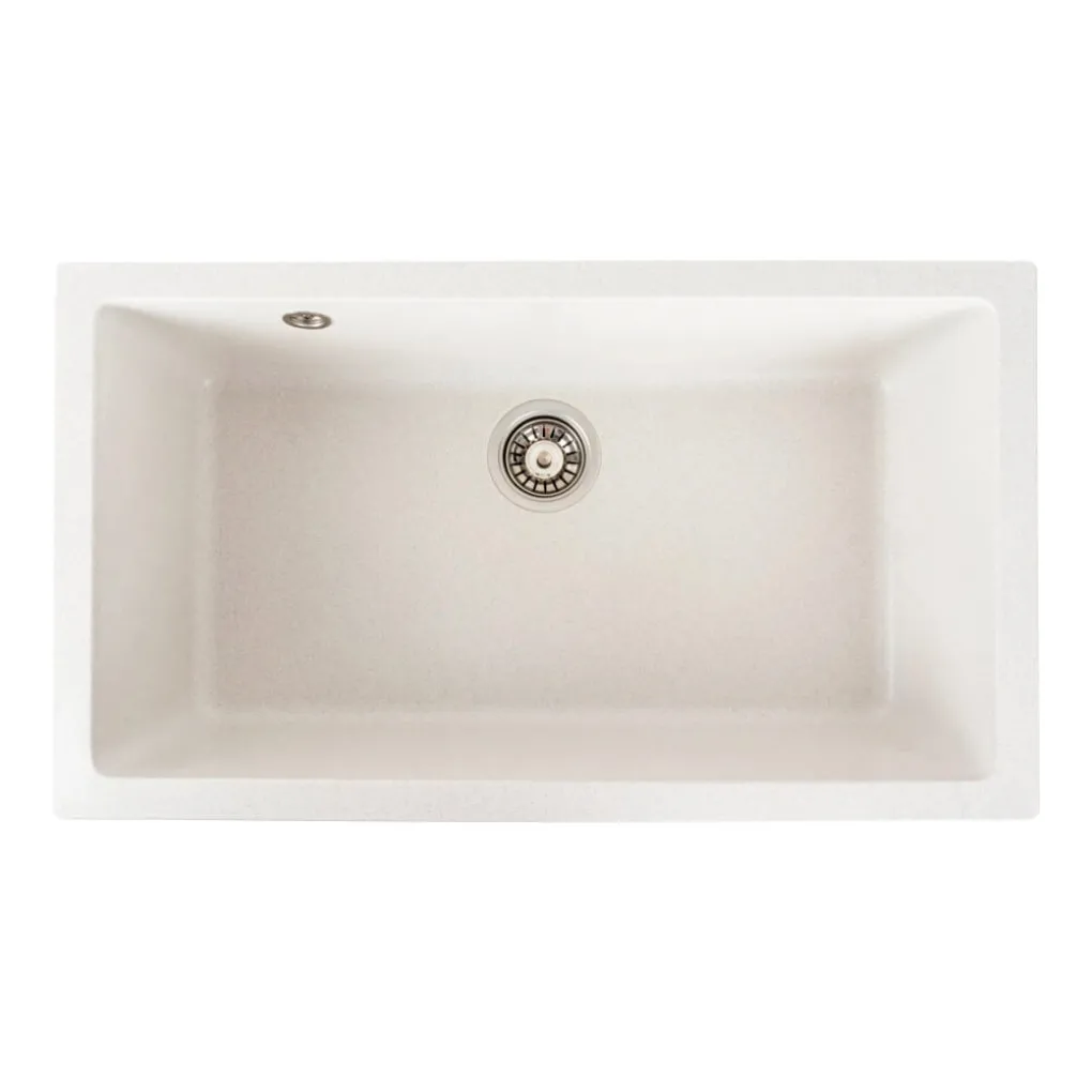 Гранітна мийка для кухні Platinum 7945 Paruana, матова, біла в крапку- Фото 1