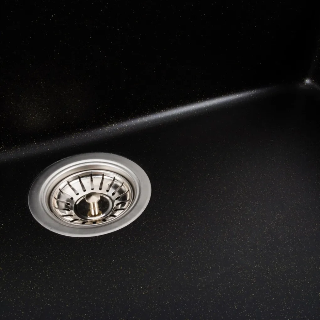 Гранітна мийка для кухні Platinum 7945 Paruana, матова чорна (в золоту крапку)- Фото 3