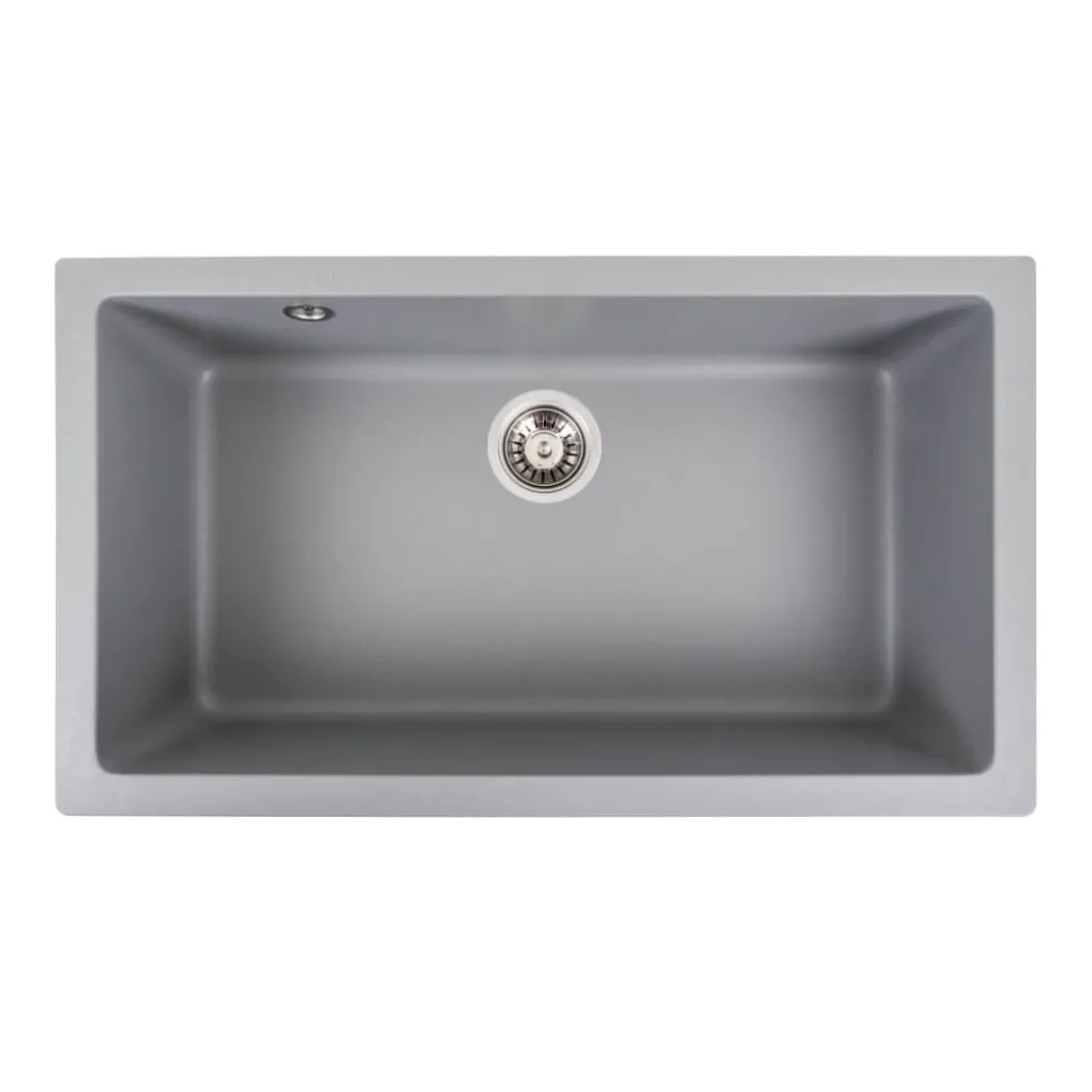 Гранітна мийка для кухні Platinum 7945 Paruana, матова, сірий металік- Фото 1