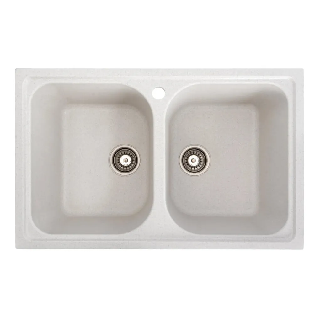 Гранітна мийка для кухні Platinum 7950 Equatoria глянець, біла в крапку- Фото 1