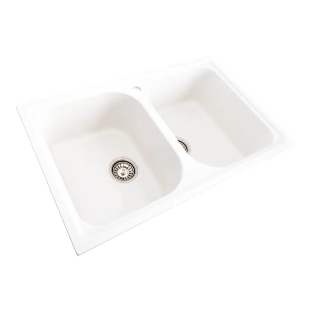 Гранітна мийка для кухні Platinum 7950 Equatoria, глянець, білосніжна- Фото 2