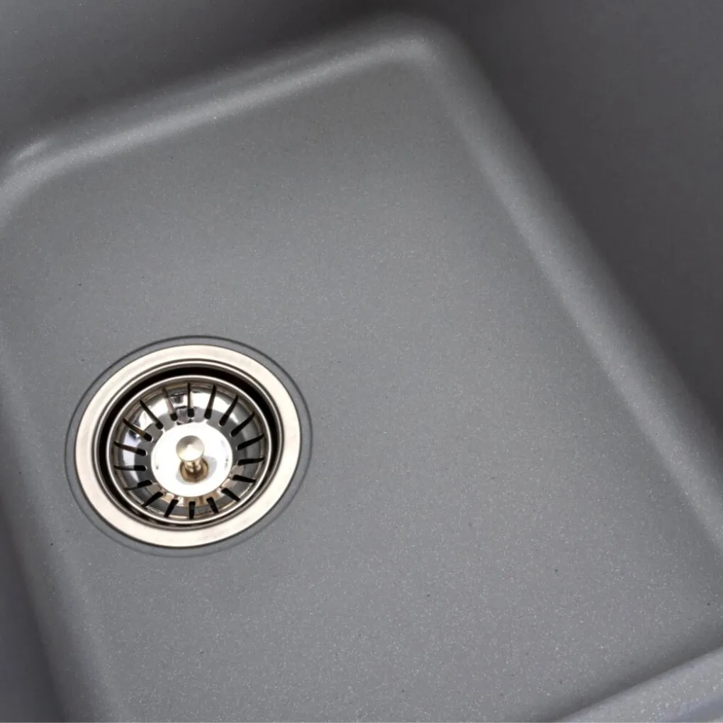 Гранітна мийка для кухні Platinum 7950 Equatoria, глянець, сірий металік- Фото 3