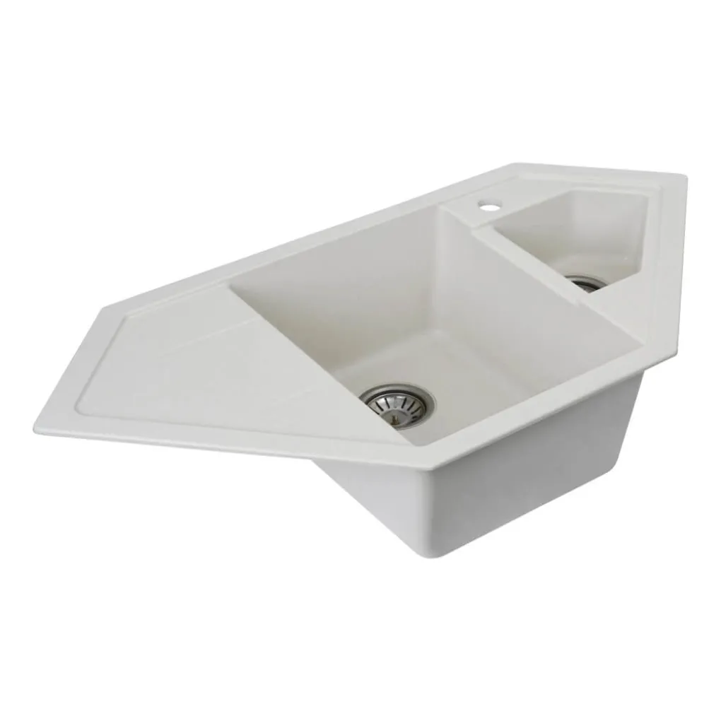 Гранітна мийка для кухні Platinum 9950 Pandora, матова, біла- Фото 2
