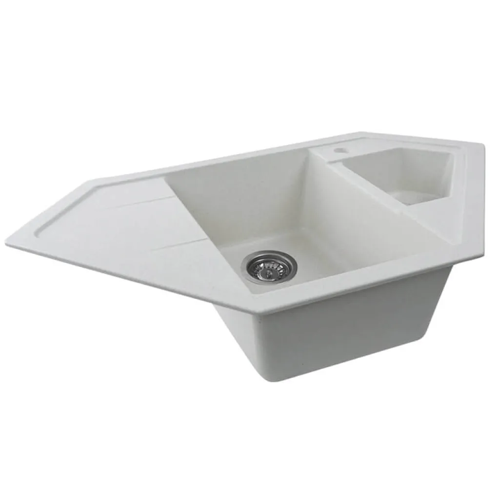 Гранітна мийка для кухні Platinum 9950 Pandora, матова, біла в крапку- Фото 3
