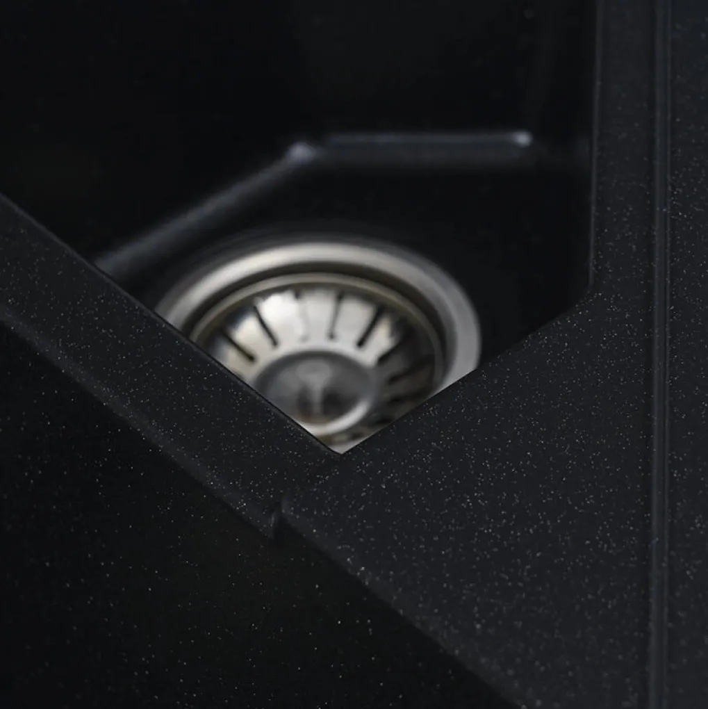 Гранітна мийка для кухні Platinum 9950 Pandora, матова, чорний металік- Фото 3