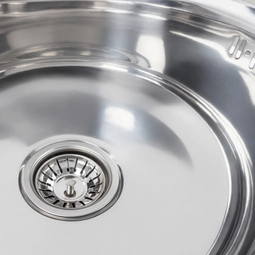 Кухонна мийка з нержавіючої сталі Platinum Поліровка 490, 0,6/170 мм- Фото 4