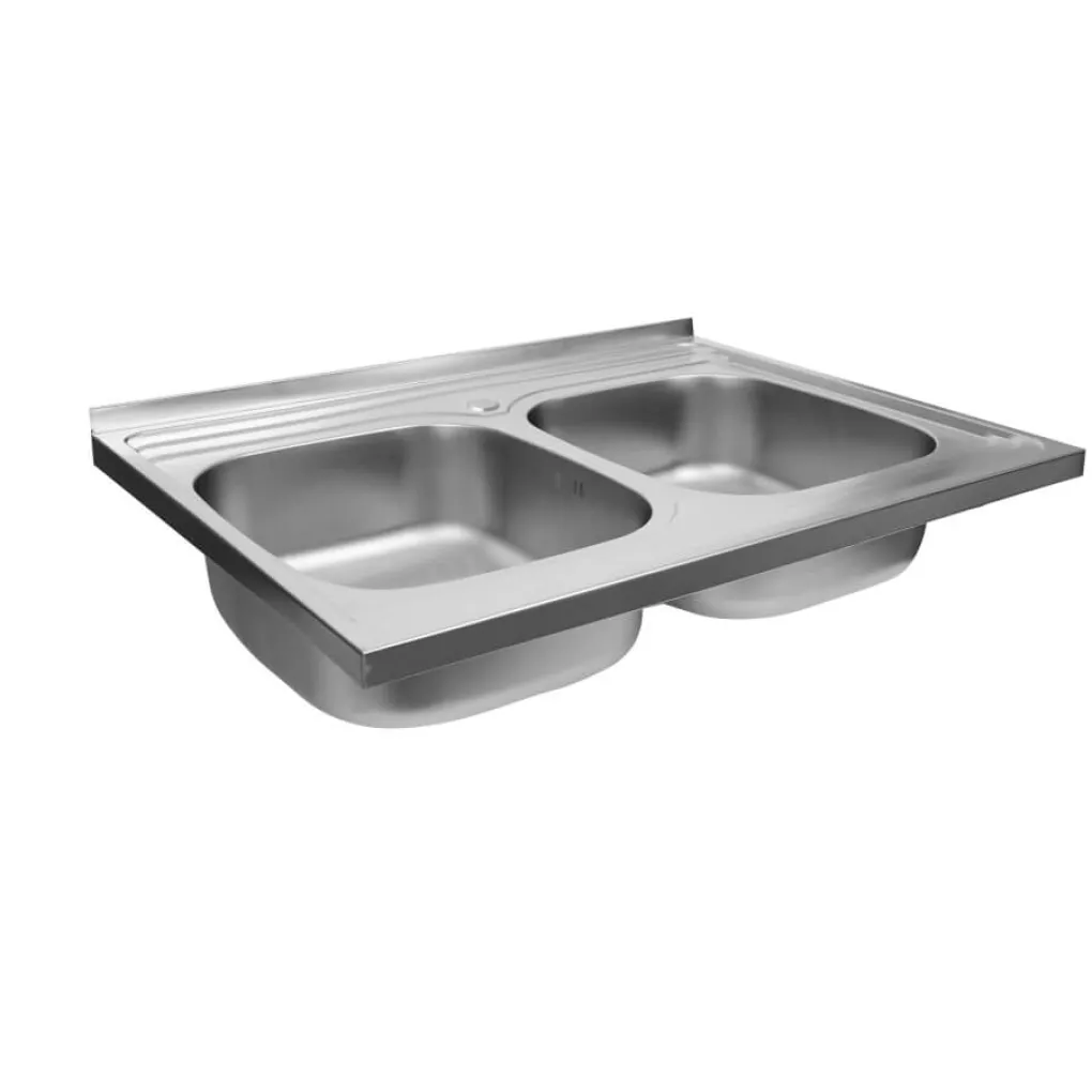 Кухонная мойка из нержавеющей стали Platinum Сатин 8060D, 0,7/180 мм- Фото 3