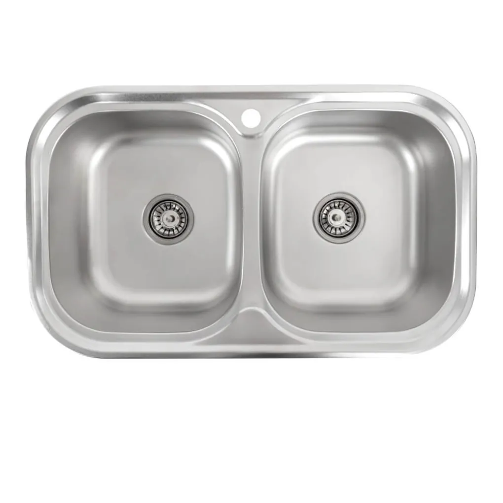 Кухонная мойка из нержавеющей стали закруглена Platinum Сатин 7848D, 0,8/180 мм- Фото 1