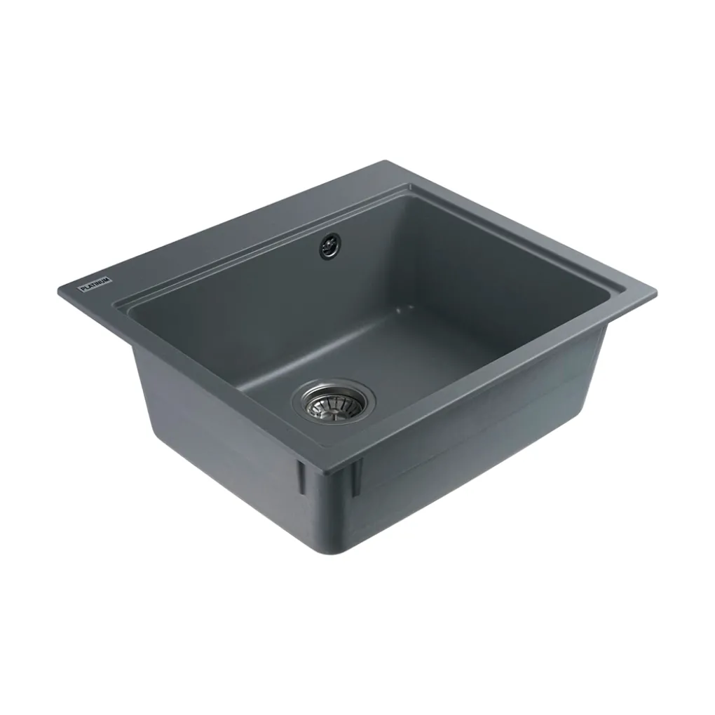 Мийка кухонна Platinum 5852 VESTA граніт, сірий металік- Фото 2