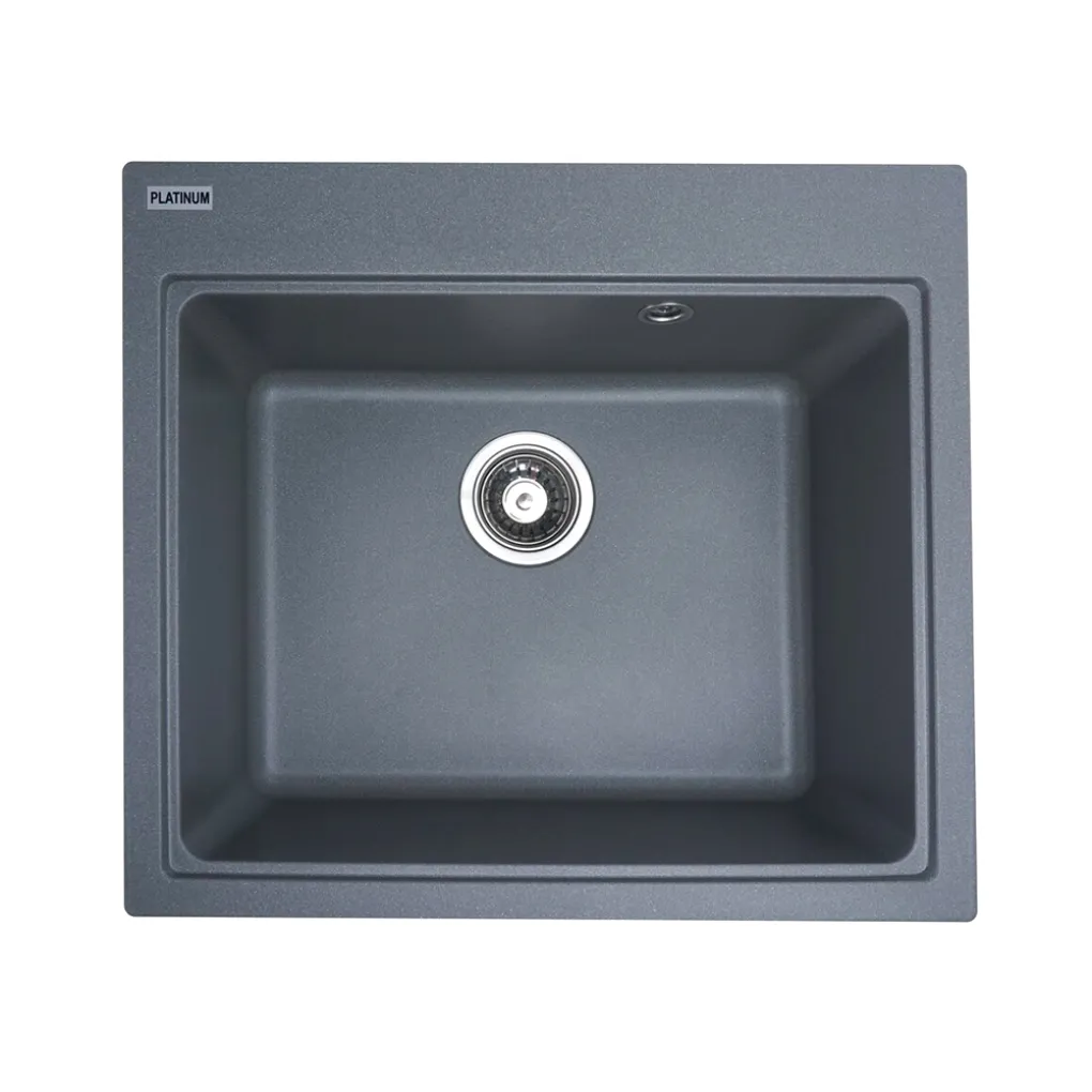 Мийка кухонна Platinum 5852 VESTA граніт, сірий мусон- Фото 1