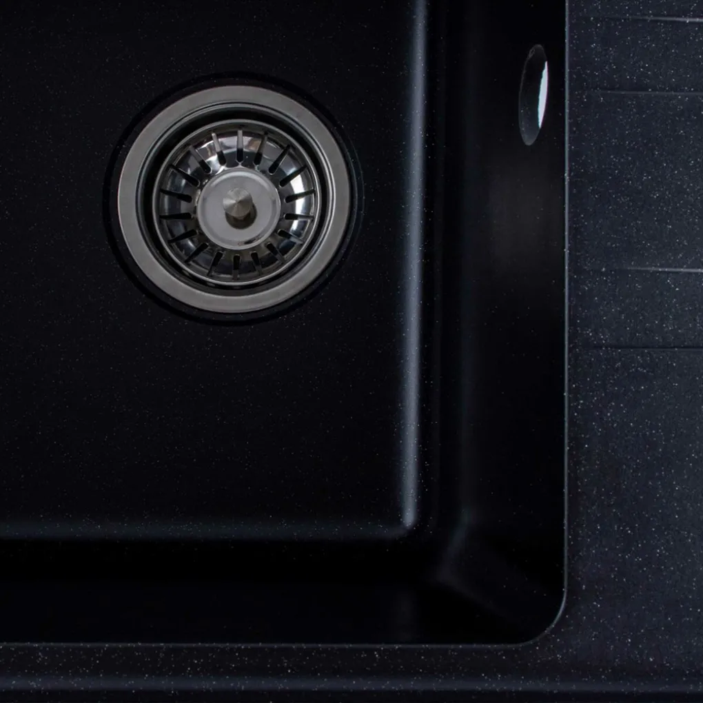 Мойка кухонная Platinum 6243 LIANA гранит, черный металлик- Фото 4