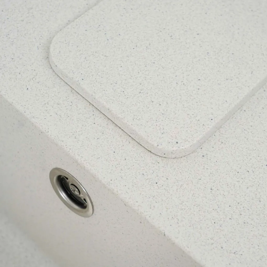 Мийка кухонна Platinum 7850 CUBE граніт, білий в крапку- Фото 4