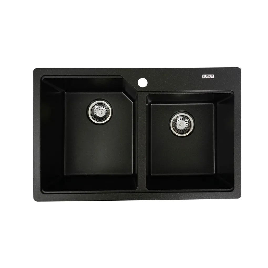 Мийка кухонна Platinum 7850 HARMONY граніт, чорний металік- Фото 1