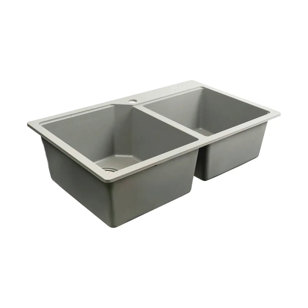 Мойка кухонная Platinum 7850 HARMONY гранит, серый металлик- Фото 3
