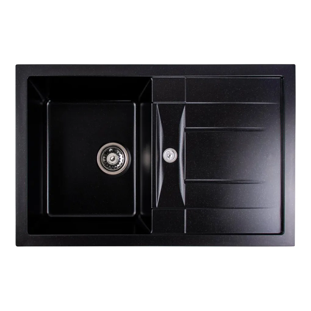 Мийка кухонна Platinum 7850 TROYA граніт, чорний металік- Фото 1