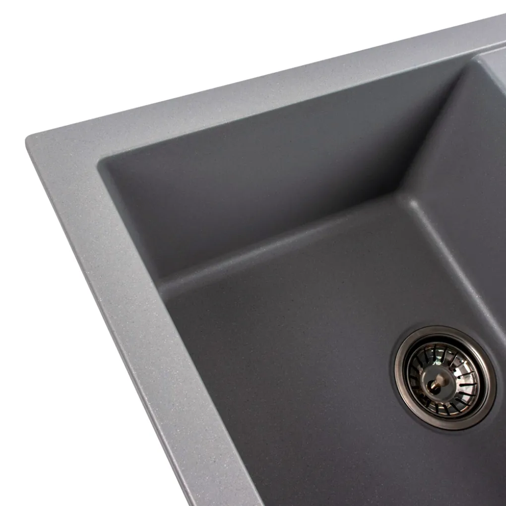 Мийка кухонна Platinum 7850 TROYA граніт, сірий металік- Фото 4