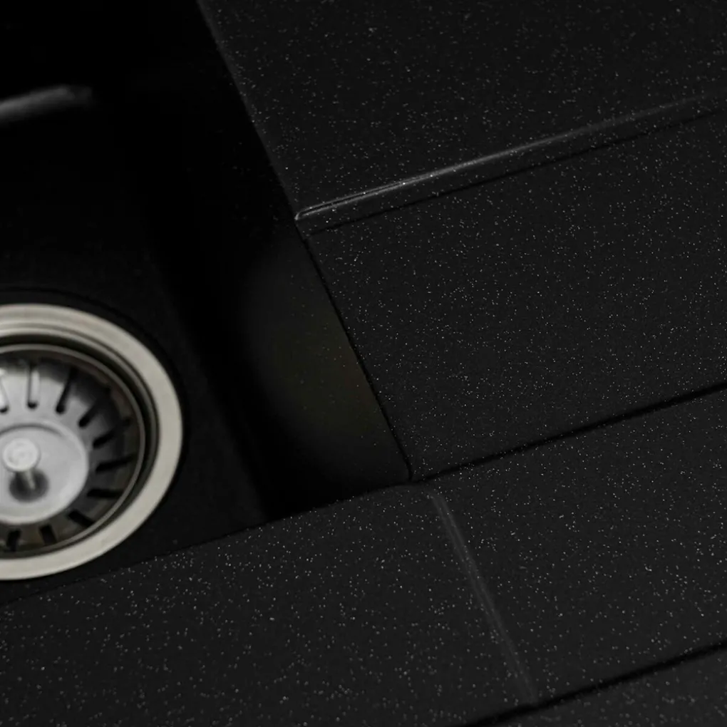 Мийка кухонна Platinum 7850W TOSKANA граніт, чорний металік- Фото 4