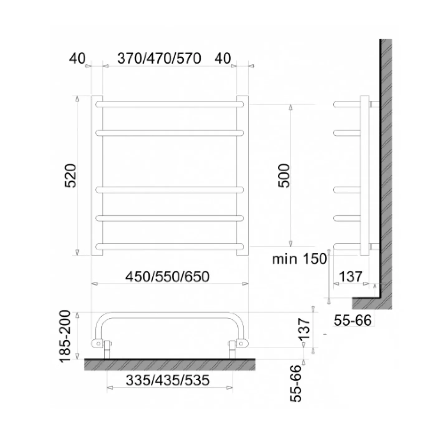 Электрический полотенцесушитель сухого типа Polywarm EU5/55 510x550 - Фото 1