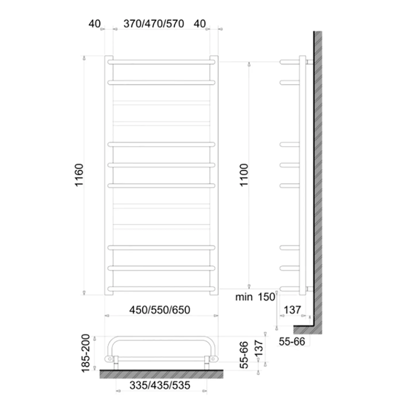 Электрический полотенцесушитель сухого типа Polywarm ED12/45 1160х450 - Фото 2