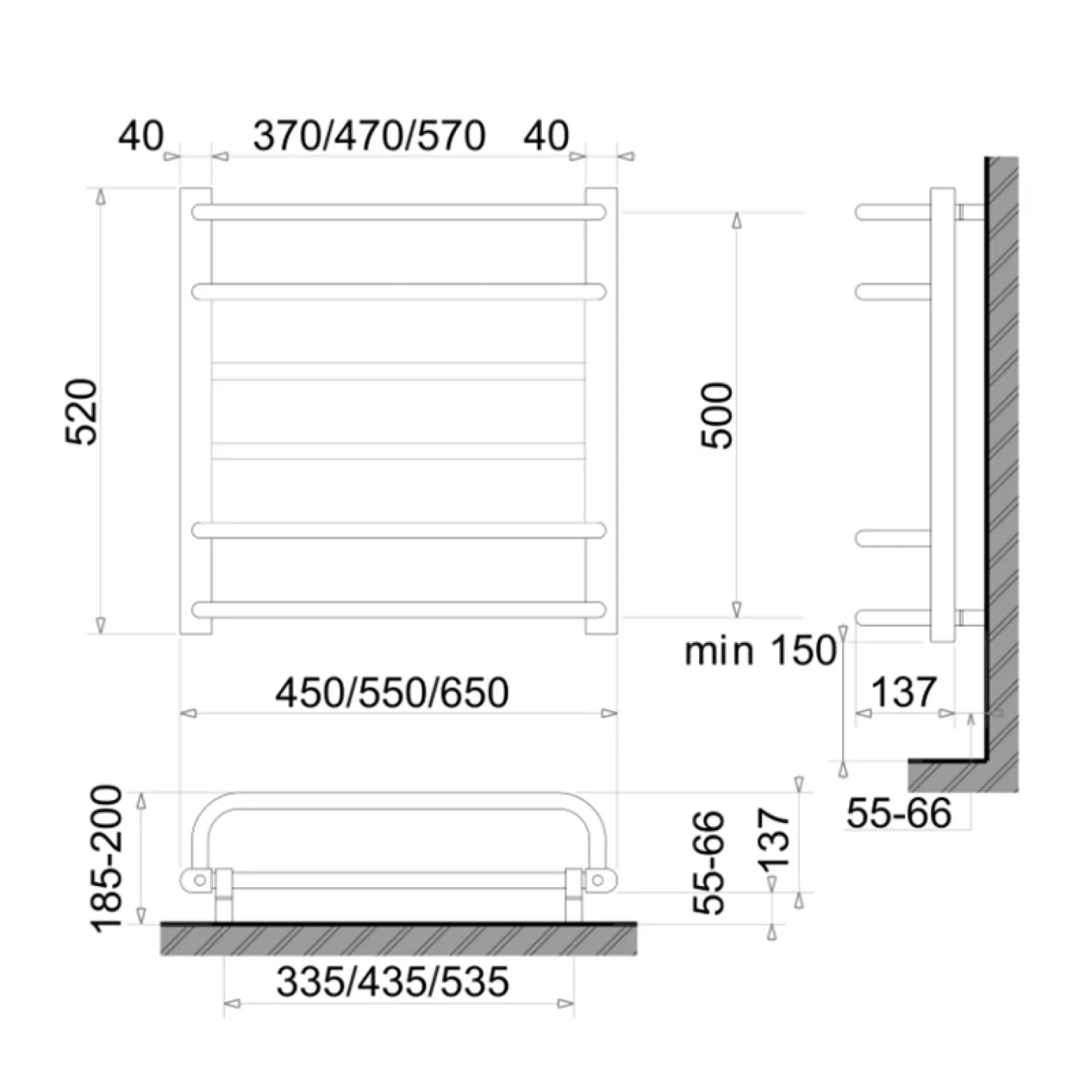 Електрична рушникосушка сухого типу Polywarm ED6/45 520х450 - Фото 1