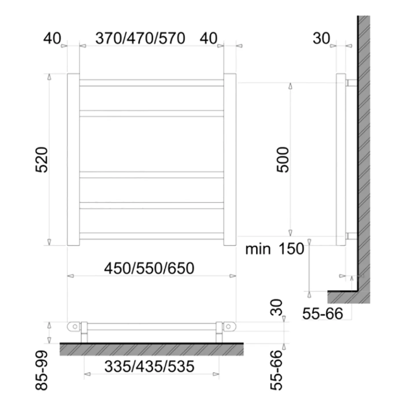 Электрический полотенцесушитель сухого типа Polywarm ER5/45 510x450 - Фото 1