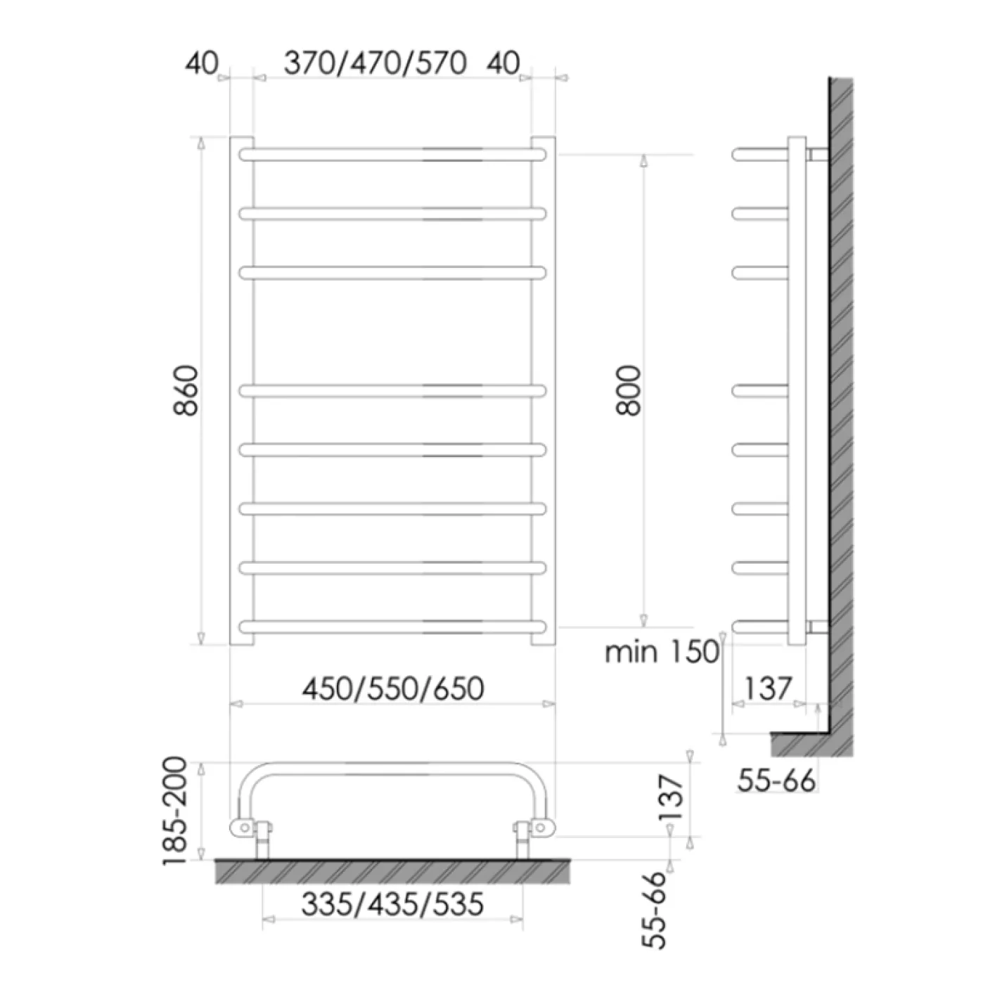 Електрична рушникосушка сухого типу Polywarm EU8/45 Sensor Wi-Fi 860x450 - Фото 1