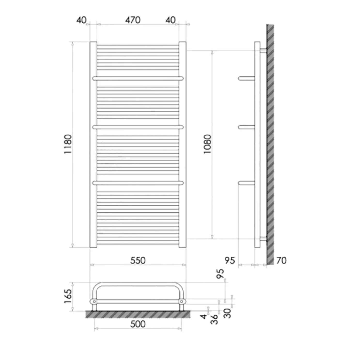 Водяна рушникосушка Polywarm WD26/55 1180x550 - Фото 1