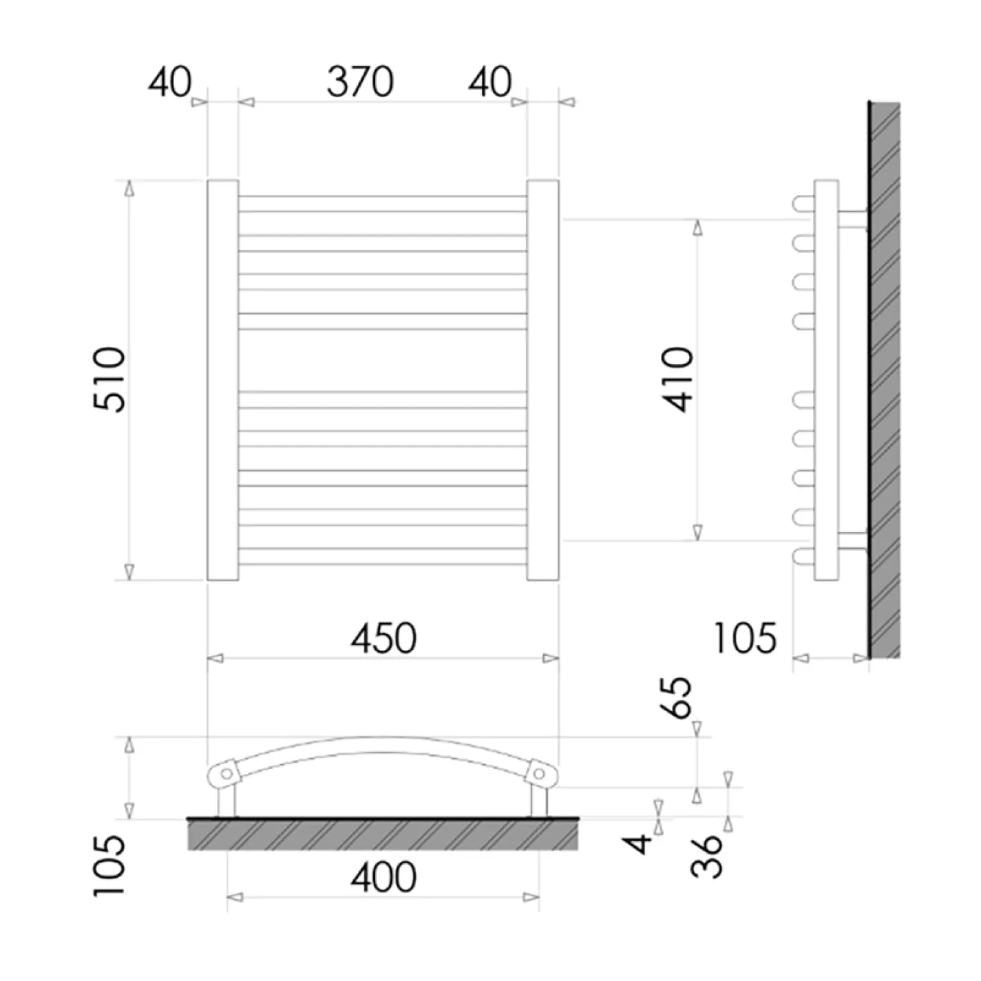 Водяна рушникосушка Polywarm WG9/45 510х450 - Фото 1