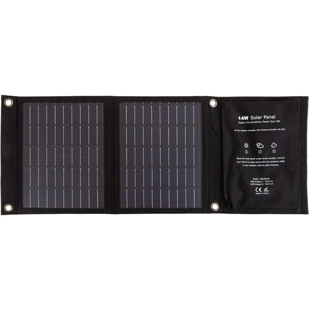 Портативна сонячна панель PowerPlant 14W, 2xUSB-A (PB930555)- Фото 1
