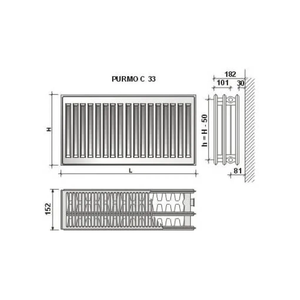 Радіатор Purmo Compact 33 500x1600 бічне підключення- Фото 2