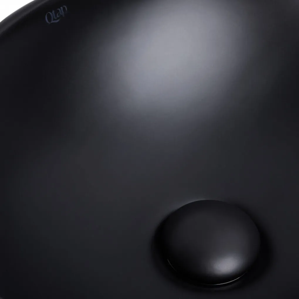 Раковина накладная QTap Dove Matt black с донным клапаном (QT063078MBMB)- Фото 5