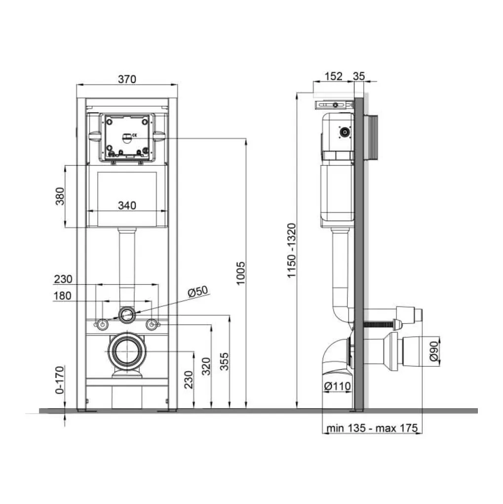 Инсталляция для унитаза Qtap Nest Uni (QT0233M370)- Фото 2