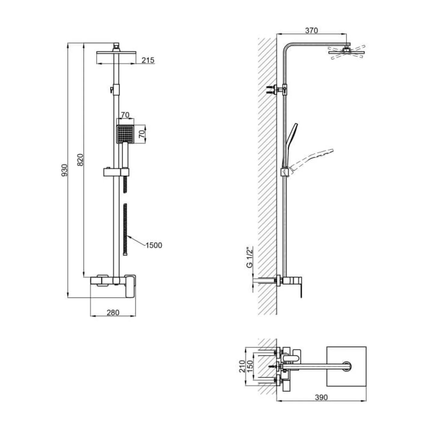 Душова система Qtap Capricorn Brushed Nickel (QTCAP53103KNN) - Фото 1