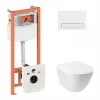 Набор Qtap инсталляция 3 в 1 Nest QT0133M425 с панелью смыва линейной QT0111M08V1384W + унитаз- Фото 1