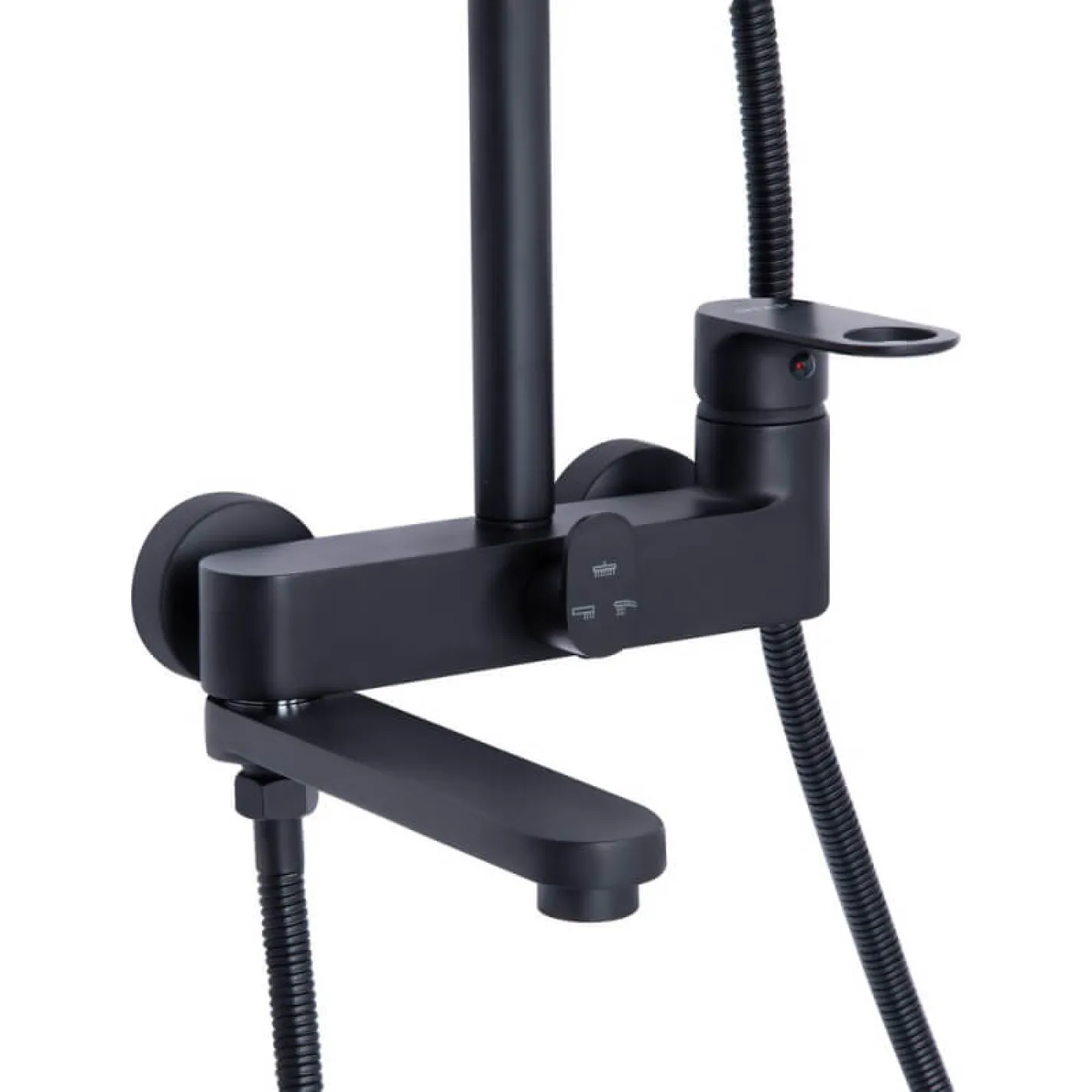 Душова система Qtap Jay на три споживача (з виливом) QTJAY111BLM45549 Black Matt - Фото 2