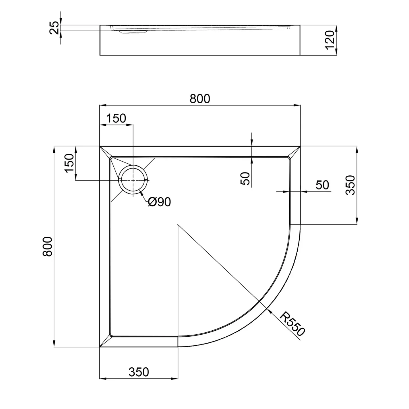 Душовий піддон Qtap Robin 308812C 800x800x120 з сифоном білий (ROBIN308812C) - Фото 3