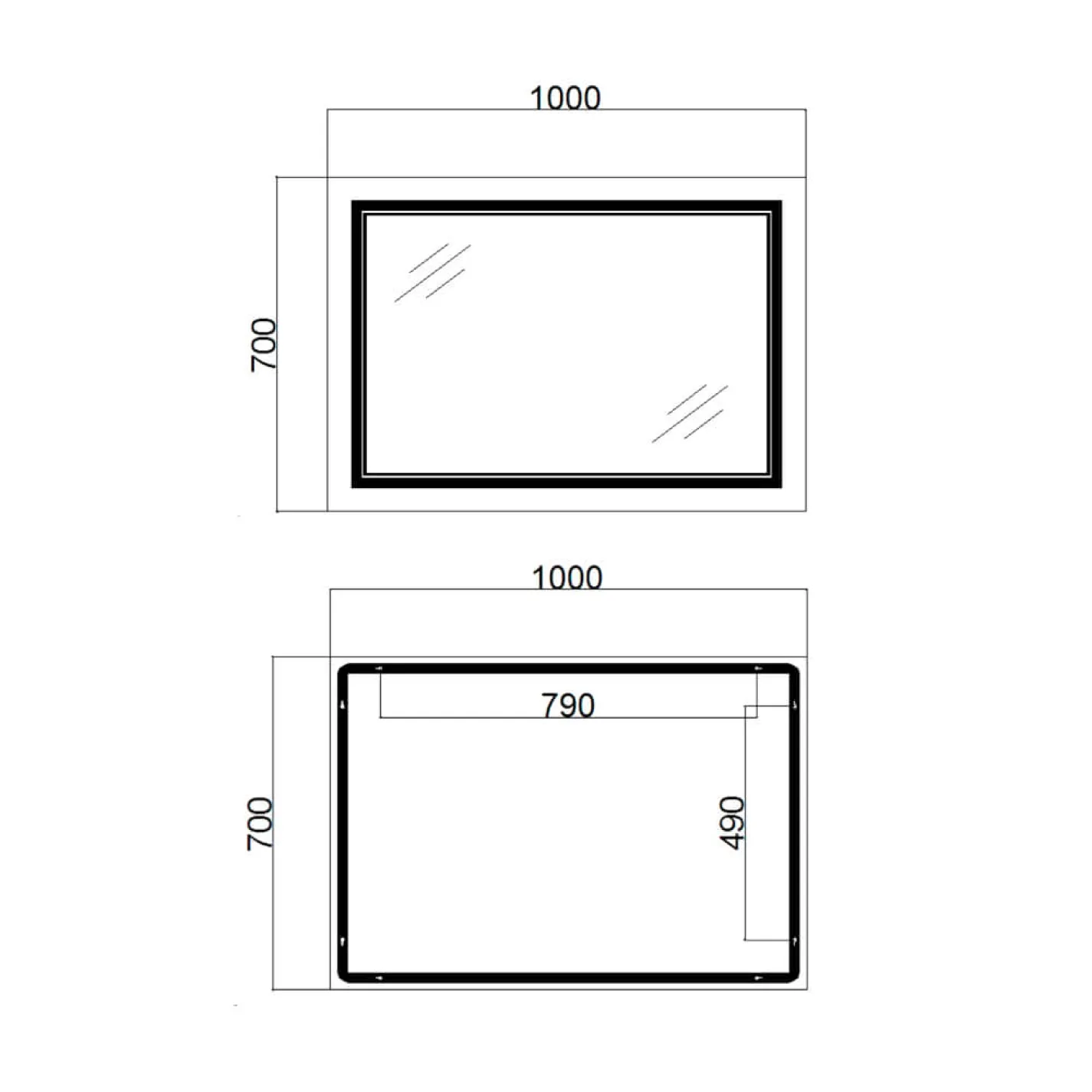 Дзеркало Qtap Cardinal 1000х700, з LED-підсвічуванням та антизапотіванням (QT0478C10070) - Фото 2