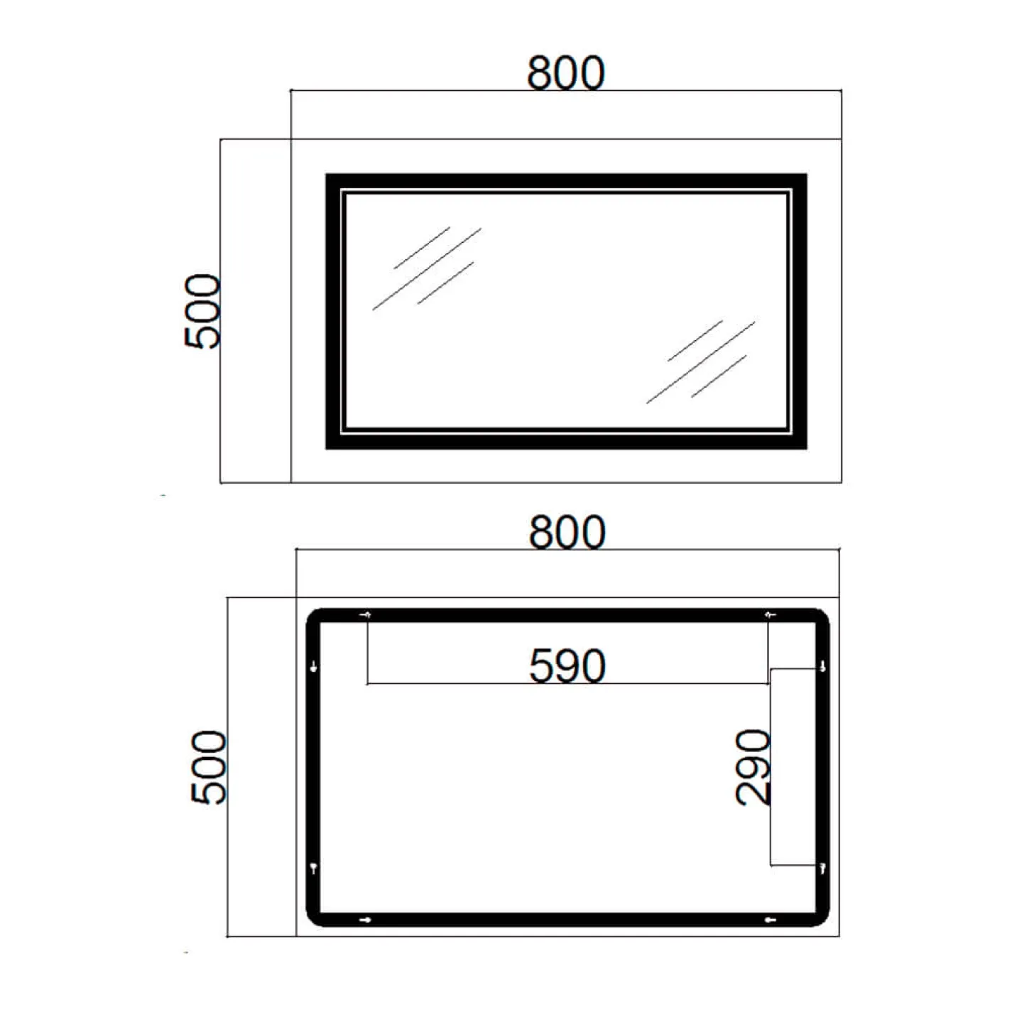 Дзеркало Qtap Cardinal 500х800, з LED-підсвічуванням та антизапотіванням (QT0478C5080) - Фото 1