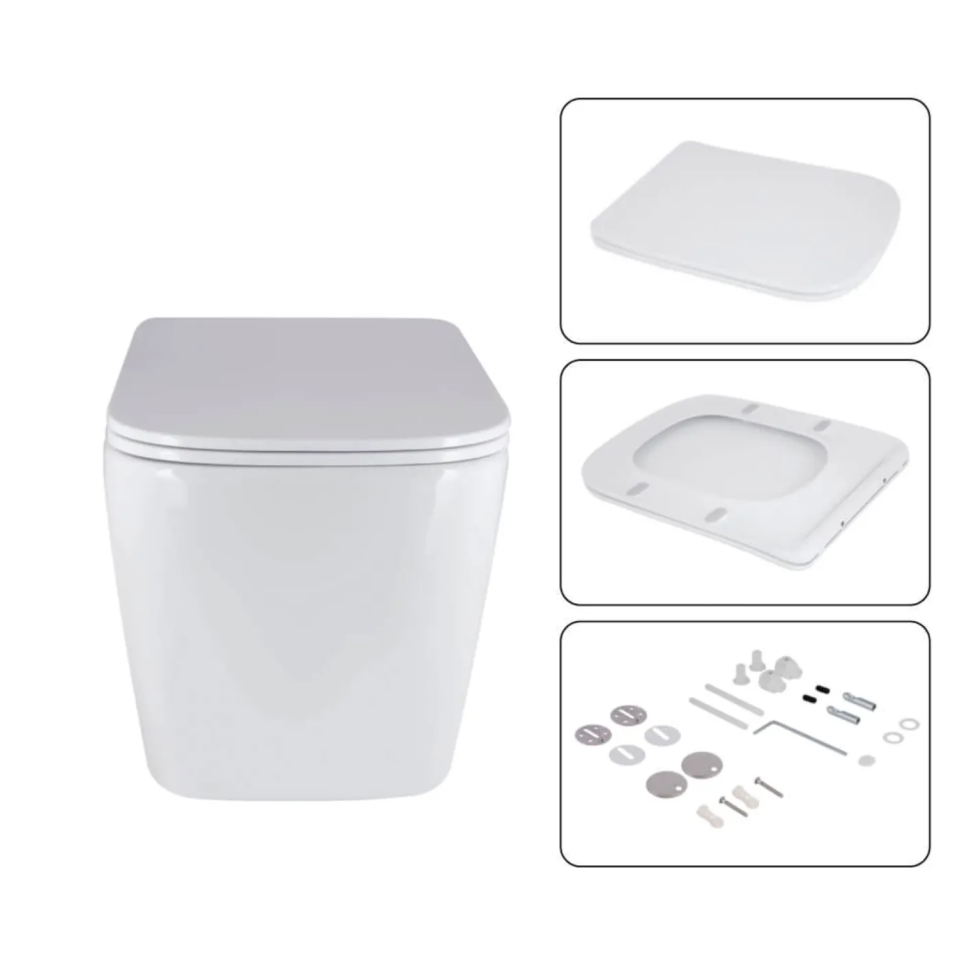 Инсталяция для унитаза 4 в 1 Qtap Nest + подвесной унитаз с сиденьем Qtap Tern с квадратной клавишей смыва (хром) - Фото 3