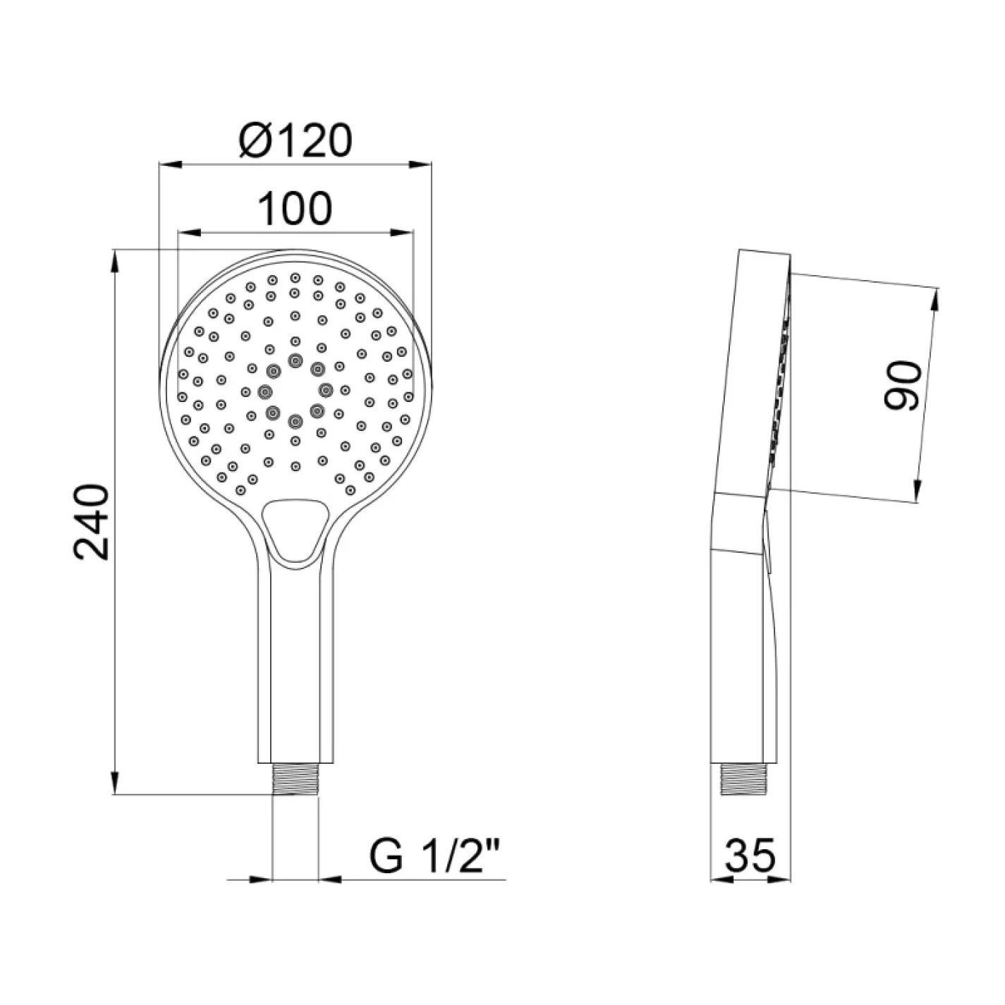 Лейка для ручного душа Qtap Rucni 120 мм, круглая, хром (QTRUCA115O3KCW) - Фото 1