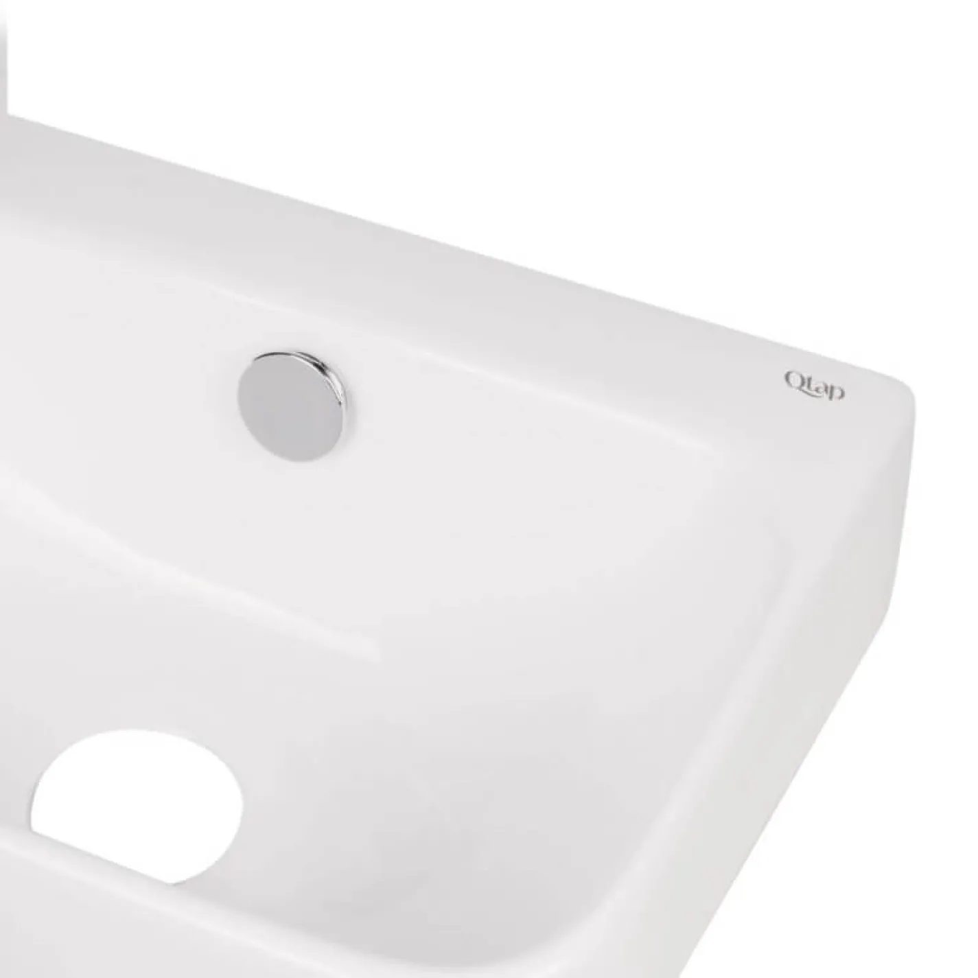 Раковина підвісна прамокутна ліва Qtap Tern 450х260х155 мм White + Донний клапан PU02O - Фото 1