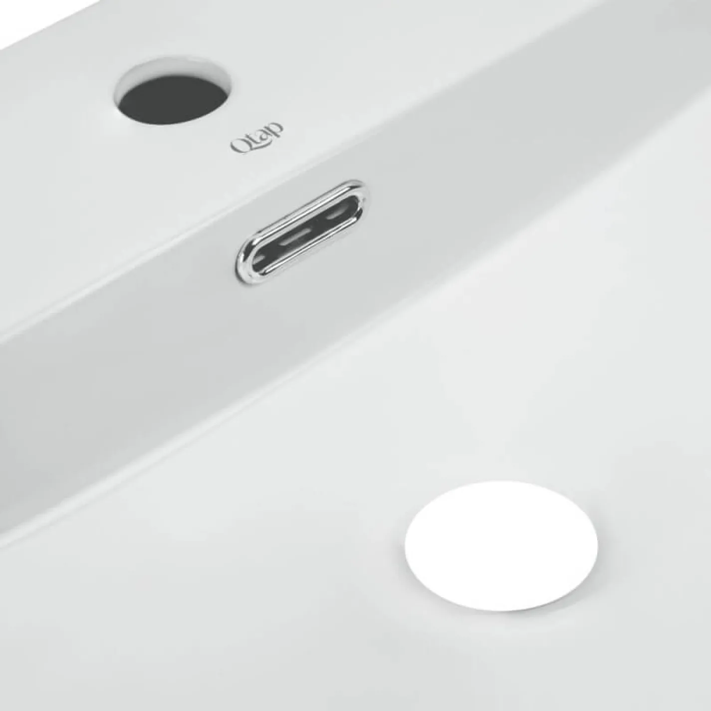 Раковина підвісна прамокутна Qtap Nando LT 595х440х130 мм White + Донний клапан PU02O - Фото 2