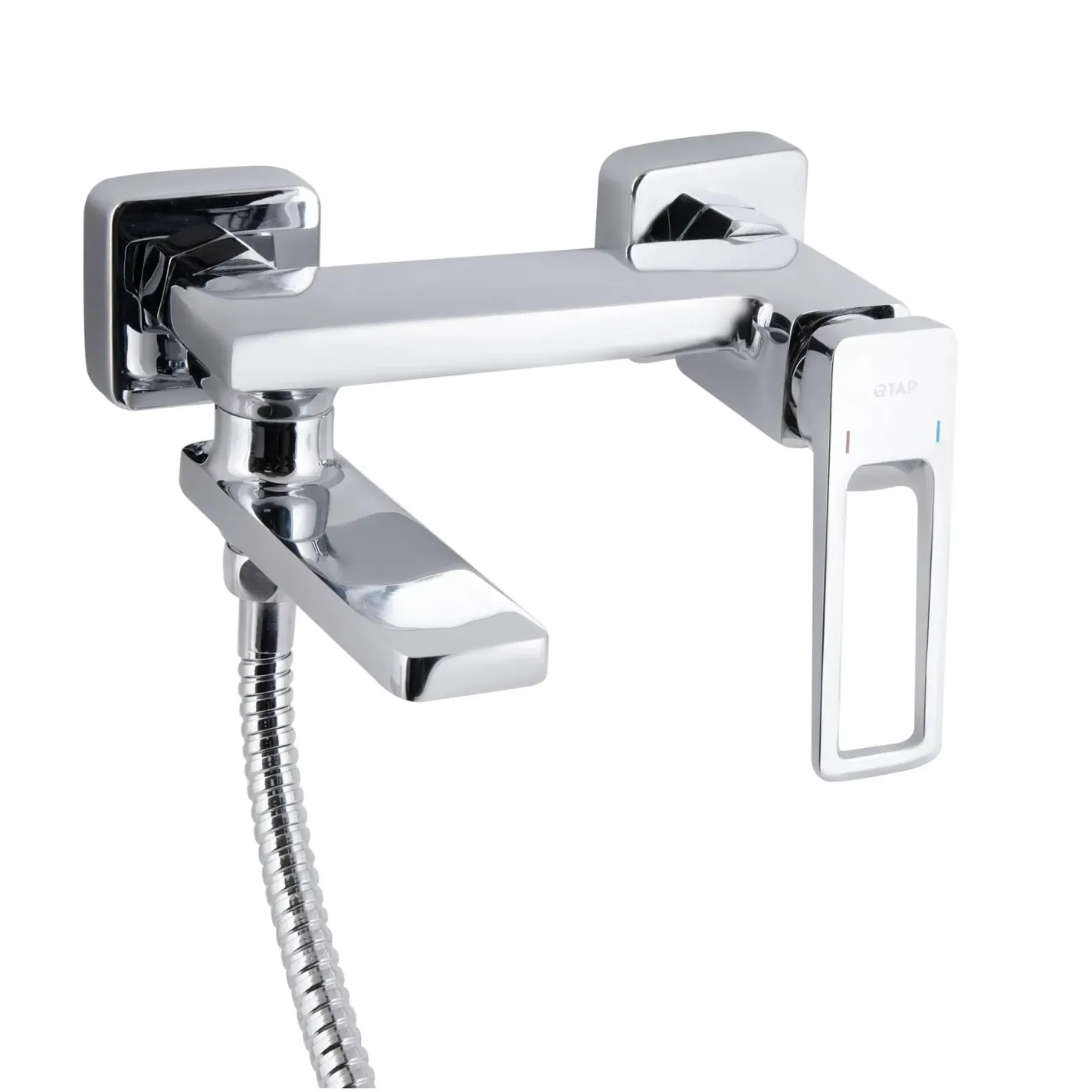 Смеситель для ванны Qtap Gemini Loopi с душевым гарнитуром хром (QTGEM260CRM45701) - Фото 1